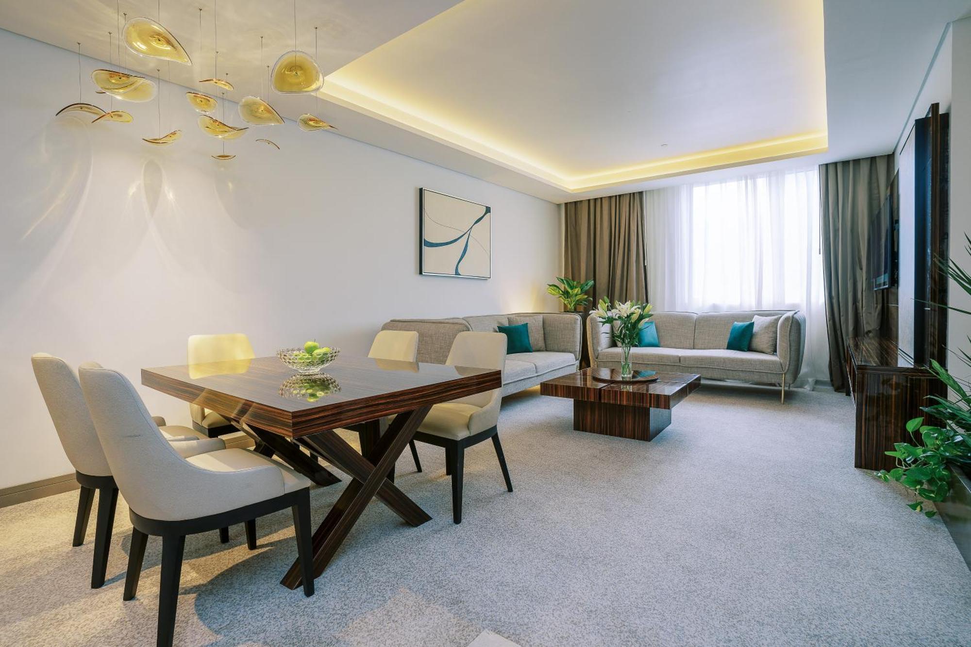 Khalidia Palace Hotel Dubai By Mourouj Gloria Esterno foto A 3D rendering of a living room